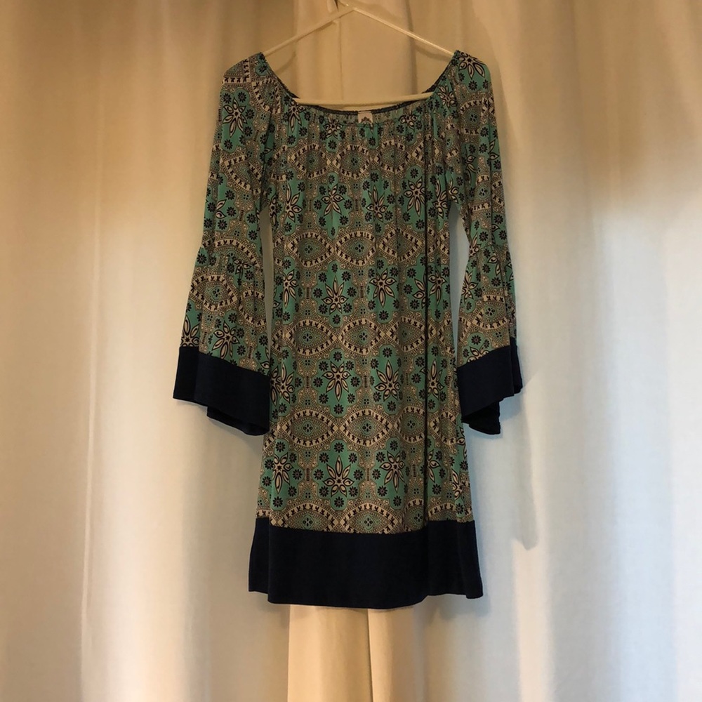 Teal and navy dress